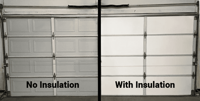 Garage door with and without insulation